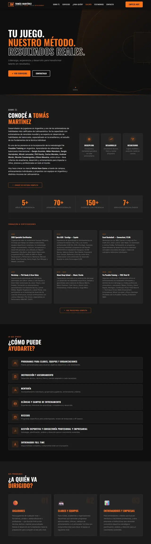 Inicio del sitio web de Tomás Martínez Basketball